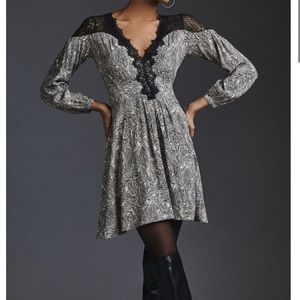 Anthropologie lace v-neck mini dress.